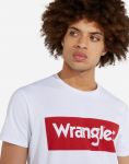 Pánské tričko Wrangler SS LOGO TEE WHITE W742FK989