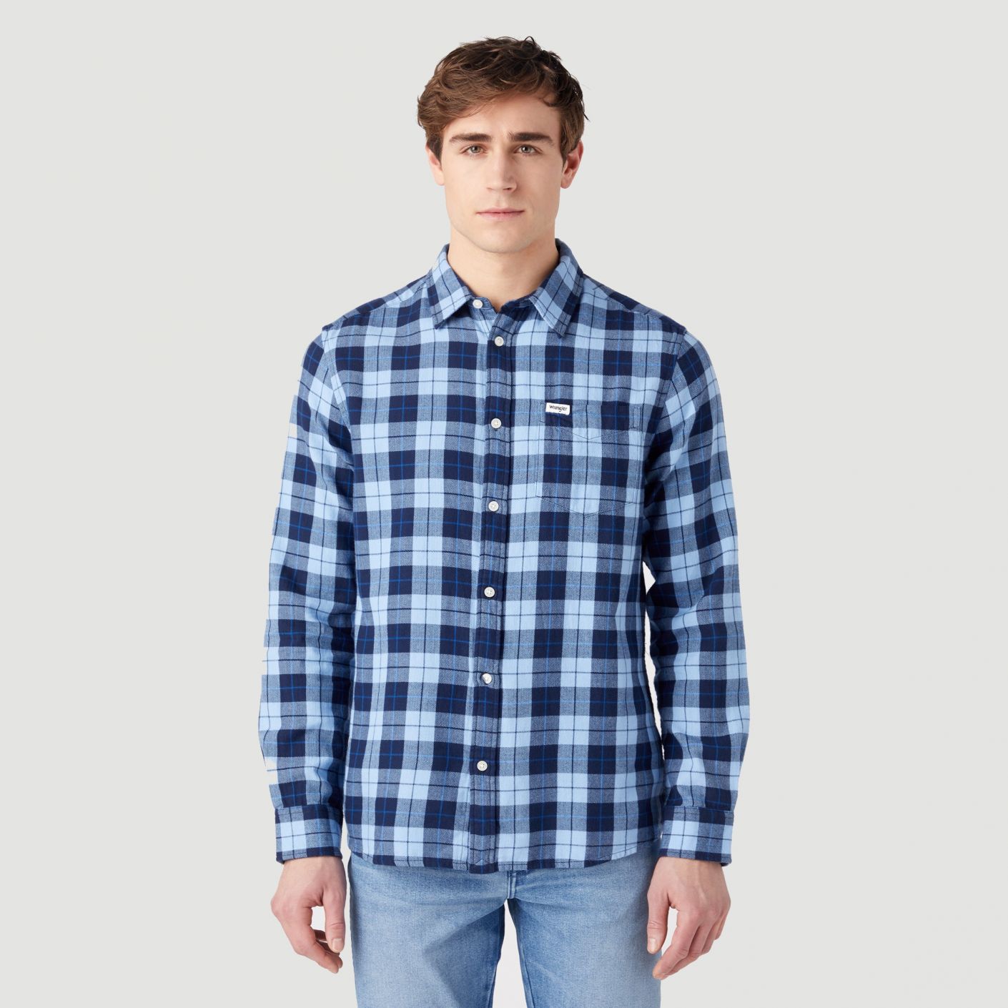 Košile pánská Wrangler 1 POCKET SHIRT CERULEAN BLUE 112341055 XL